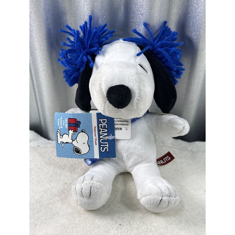 NWT Peanuts Silly & Wild Snoopy Musical Plush Blue Hair Yarn Linus & Lucy Works